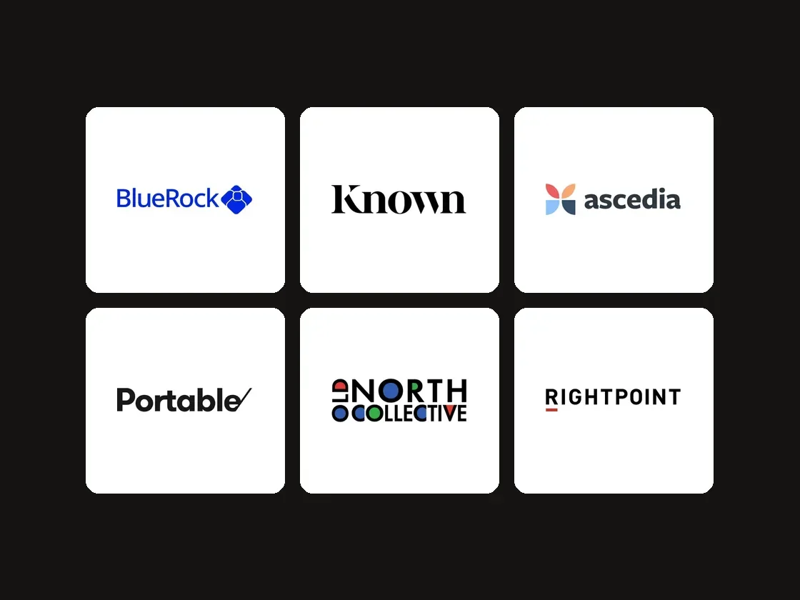 Logos of Core dna agency partners: BlueRock, Known, Ascedia, Portable, Old North Collective and Rightpoint.