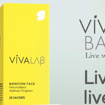 Viva Lab yellow nutrition pack box with wellness program branding.