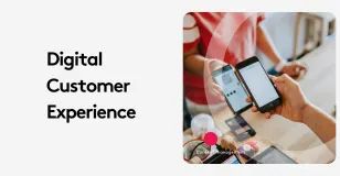 Two people using smartphones for digital payment at a store counter.