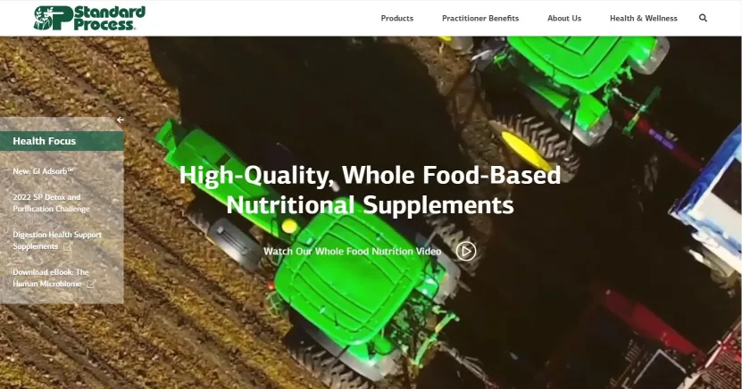 Green tractors in a field promoting whole food nutritional supplements