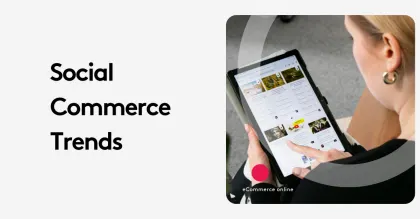Person browsing social commerce trends on a tablet, eCommerce online.