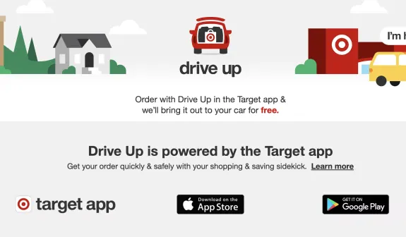Target Drive Up app promotion with download options and free service.
