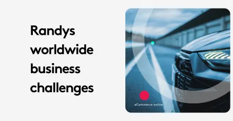 Text reading 'Randys worldwide business challenges' next to a car on a road.