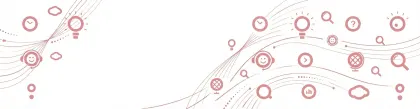 Abstract background with red icons including clock and light bulb on white