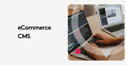 Person working on eCommerce CMS coding on a laptop with another laptop displaying a web page.