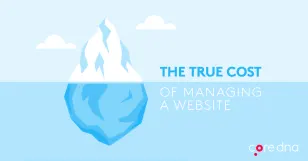 Iceberg graphic illustrating the true cost of managing a website.