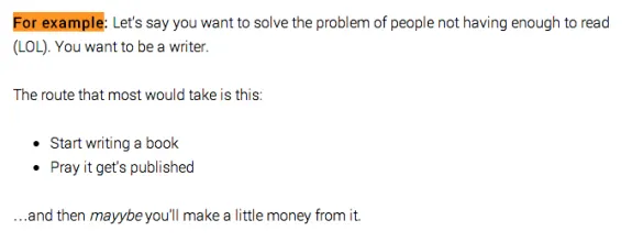 Text example of writing and publishing process with humor