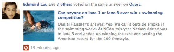 Quora discussion about swimming lanes with image of a swimmer in a pool.