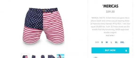 American flag themed shorts with stars and stripes pattern