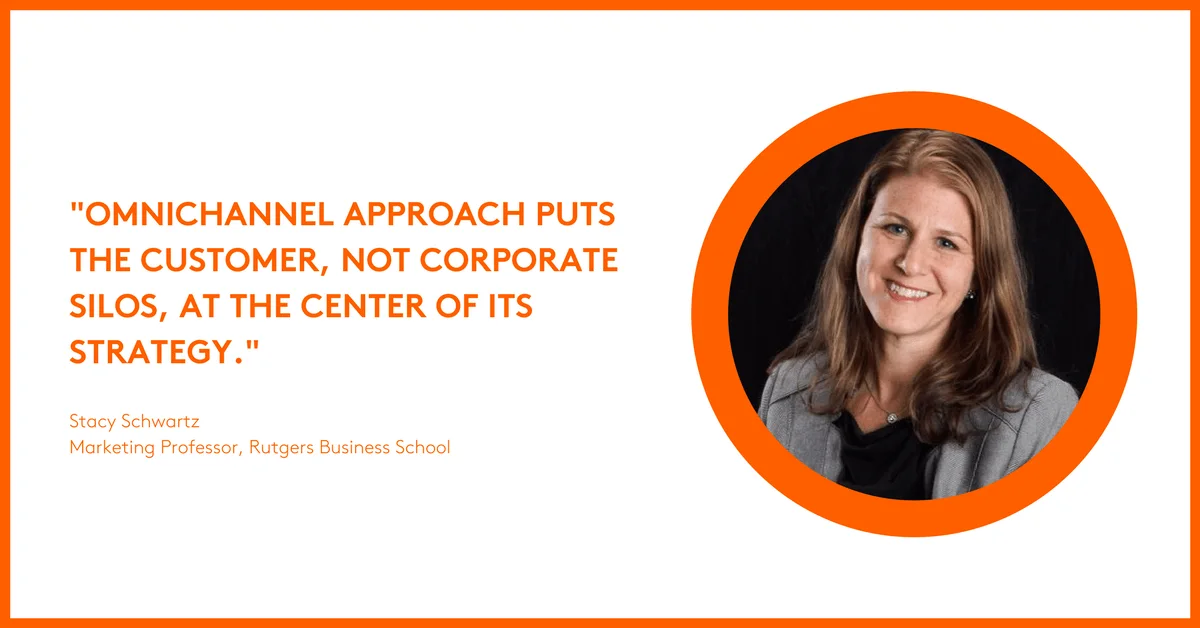Quote about omnichannel marketing strategy with a woman's photo on the right.