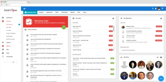 Project management dashboard displaying tasks and milestones overview.