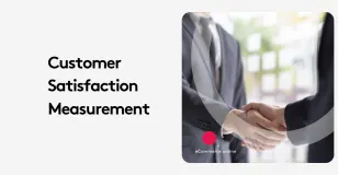 Two business professionals shaking hands with 'Customer Satisfaction Measurement' text.