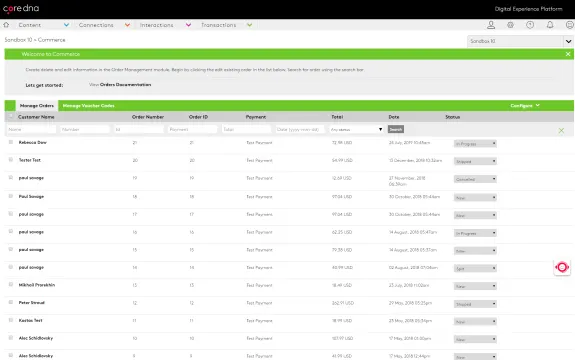 Order management dashboard with customer order details and status.