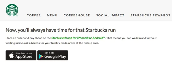 Starbucks app promotion for ordering ahead on iPhone and Android.