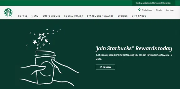 Starbucks rewards promotion with hand holding coffee cup and stars.