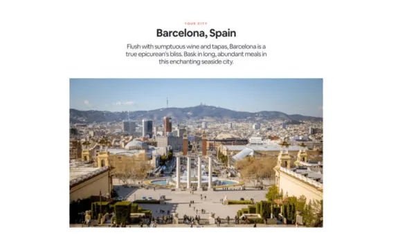 Panoramic view of Barcelona cityscape from Montjuïc Hill with clear skies.