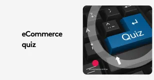 Blue quiz button on a keyboard with ecommerce text on the side