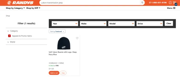 Soft Yukon beanie with logo in navy blue displayed in online store.
