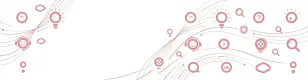 Abstract background with pink technology icons and decorative lines.