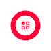 Red circle with square symbol in the center on white background.