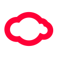 Red cloud outline logo on white background