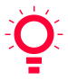 Red lightbulb icon symbolizing an idea on white background