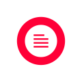 Red circle icon with horizontal lines on white background.