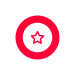 Red star inside a circle icon on a white background