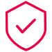 Red shield icon with a checkmark inside