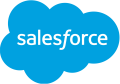 Salesforce logo with blue cloud background