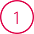 Red number one inside a circle symbol on a transparent background