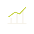 Green line chart icon showing upward trend on white background.