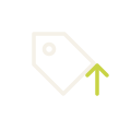 Price tag icon with an upward green arrow