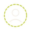 Simple user icon outline with green dotted circle